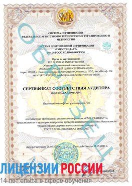 Образец сертификата соответствия аудитора №ST.RU.EXP.00014300-1 Алдан Сертификат OHSAS 18001
